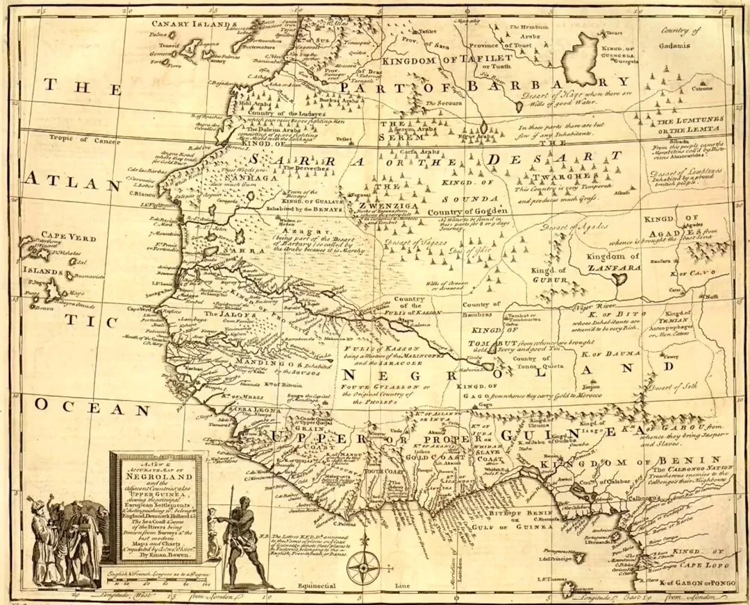 1747 British Map — Negroland and the Kingdom of Judah — Emanuel Bowen
